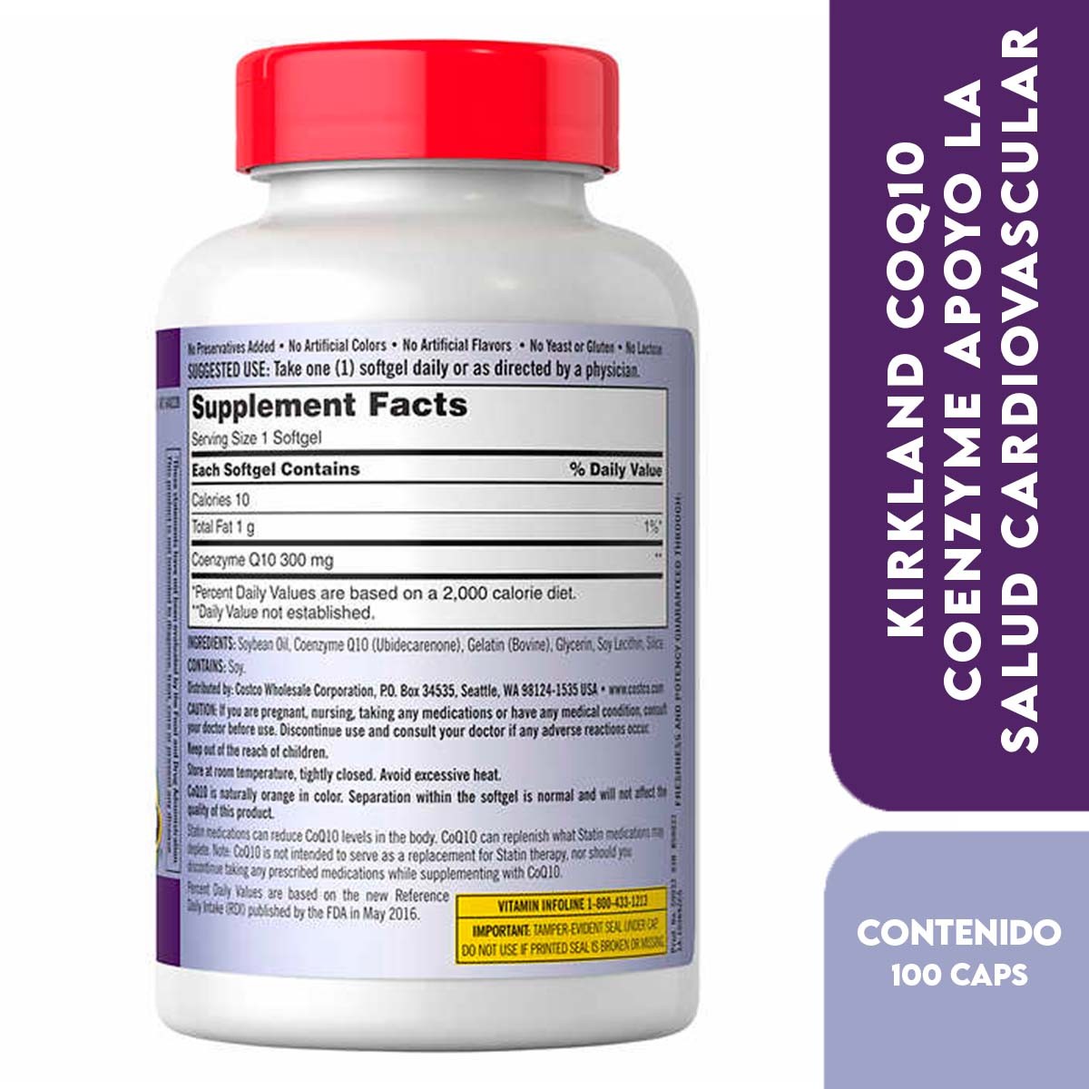 Kirkland CoQ10 Coenzyme 300 mg Apoyo la Salud Cardiovascular y la Presión Arterial Saludable 100 Cápsulas Blandas - Imagen 3