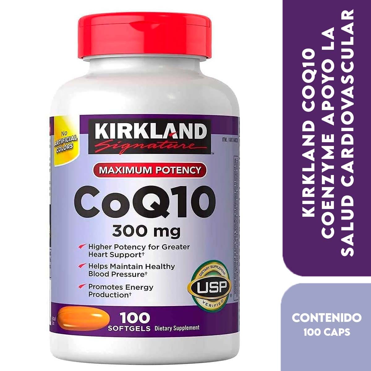 Kirkland CoQ10 Coenzyme 300 mg Apoyo la Salud Cardiovascular y la Presión Arterial Saludable 100 Cápsulas Blandas - Imagen 7