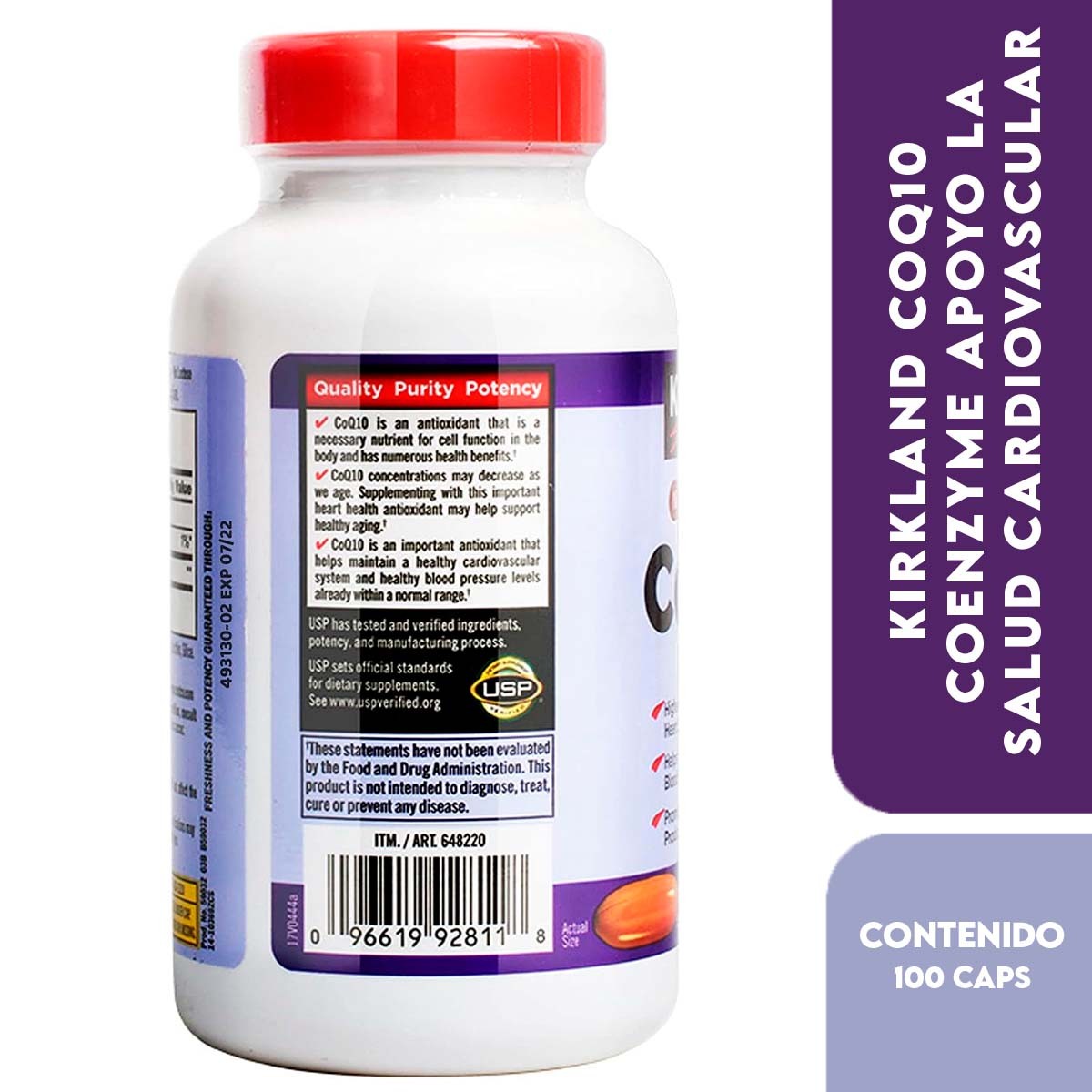 Kirkland CoQ10 Coenzyme 300 mg Apoyo la Salud Cardiovascular y la Presión Arterial Saludable 100 Cápsulas Blandas - Imagen 4
