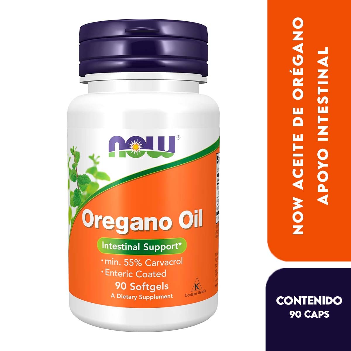 Now Aceite de Oregano mim. 55% Carvacrol 90  Cápsulas Blandas