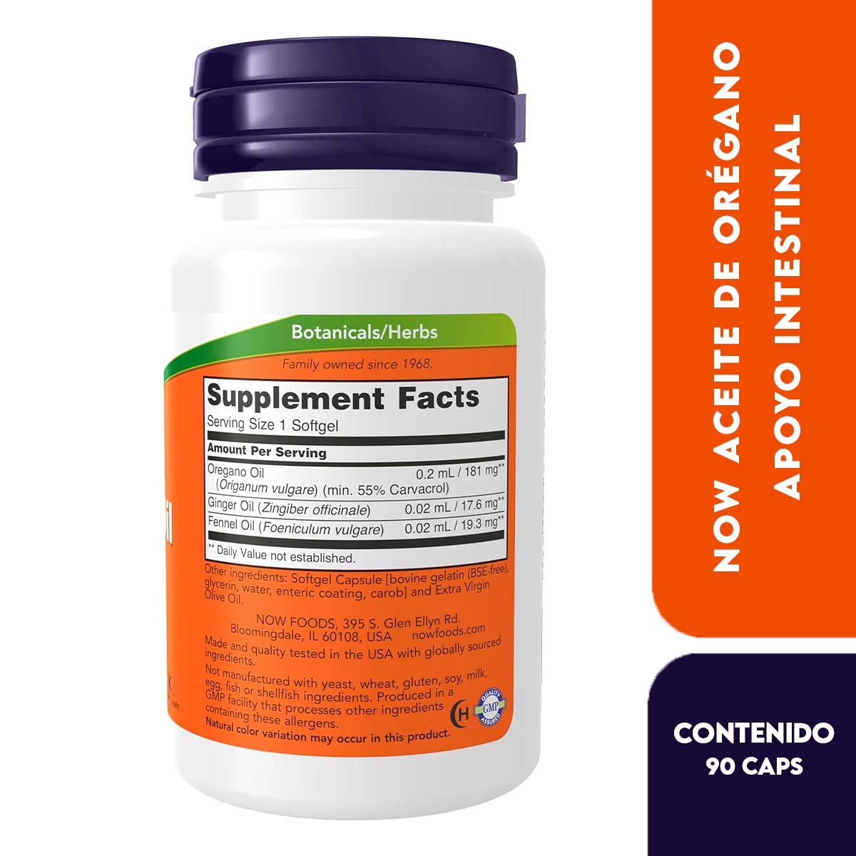 Now Aceite de Oregano mim. 55% Carvacrol 90  Cápsulas Blandas - Imagen 2