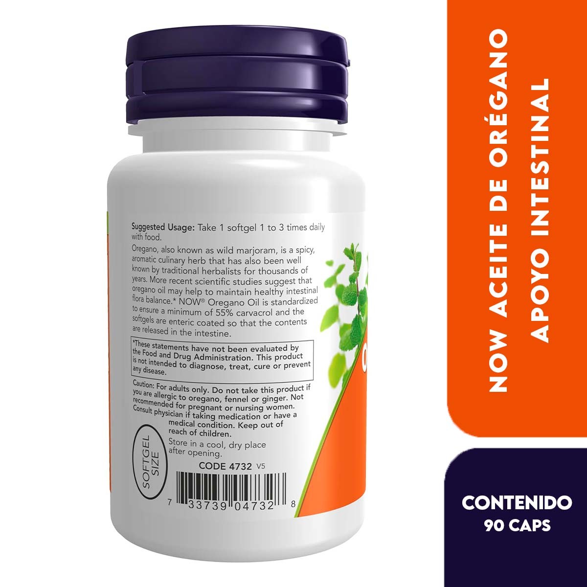 Now Aceite de Oregano mim. 55% Carvacrol 90  Cápsulas Blandas - Imagen 3