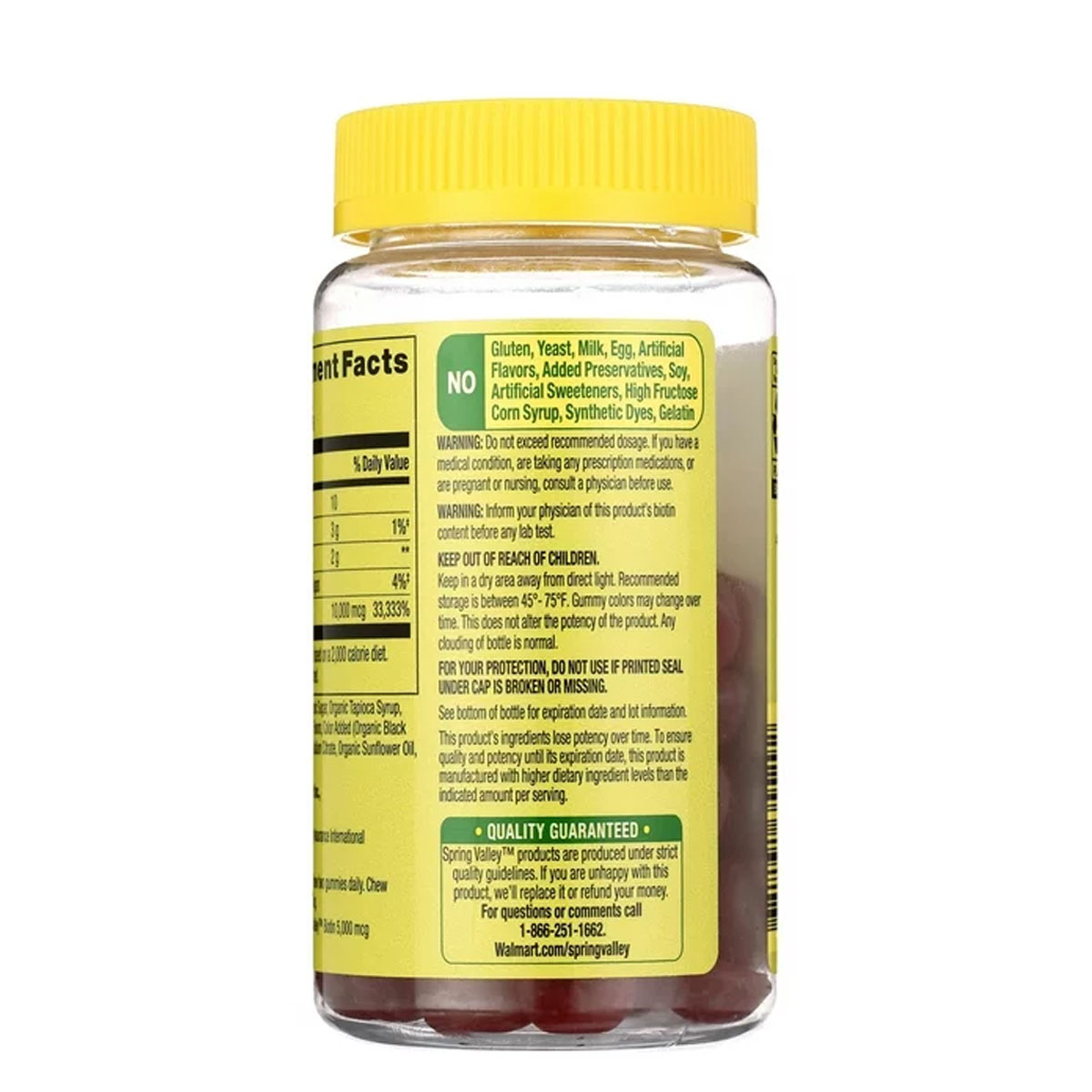 Spring Valley Biotina Extra Fuerza Salud del Cabello, Piel y Uñas con Sabor Cereza 10,000 mcg, 90 Gomitas - Imagen 2