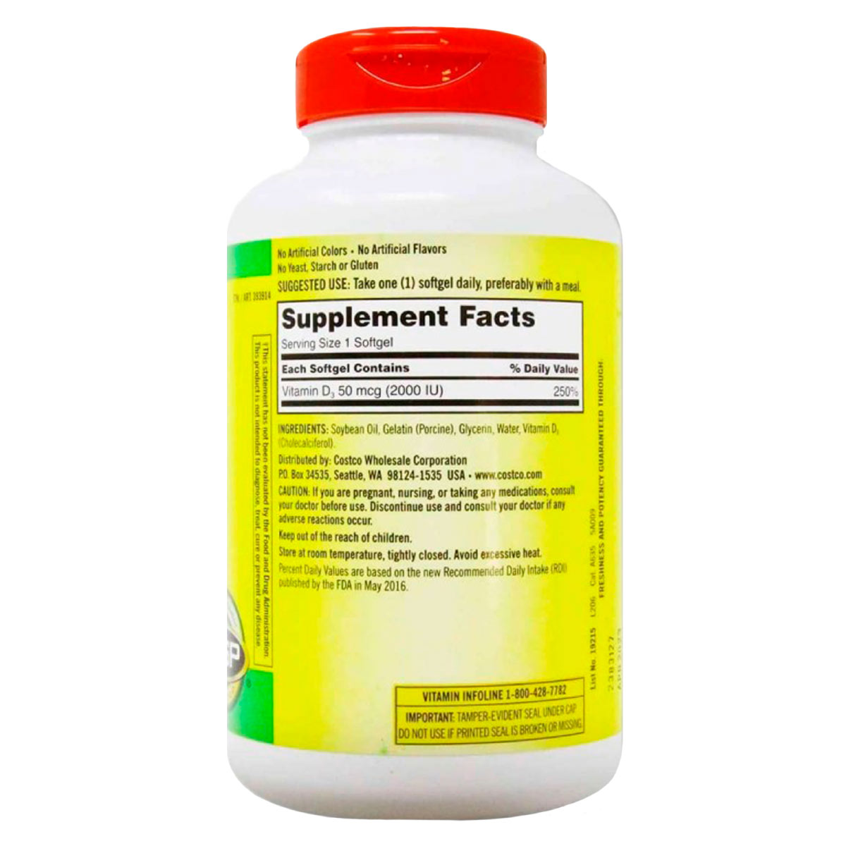 Kirkland Extra Strength Vitamina D3 50 mcg (2000 IU) Apoya la Salud Ósea y Sistema Inmune 600 Cápsulas Blandas - Imagen 4