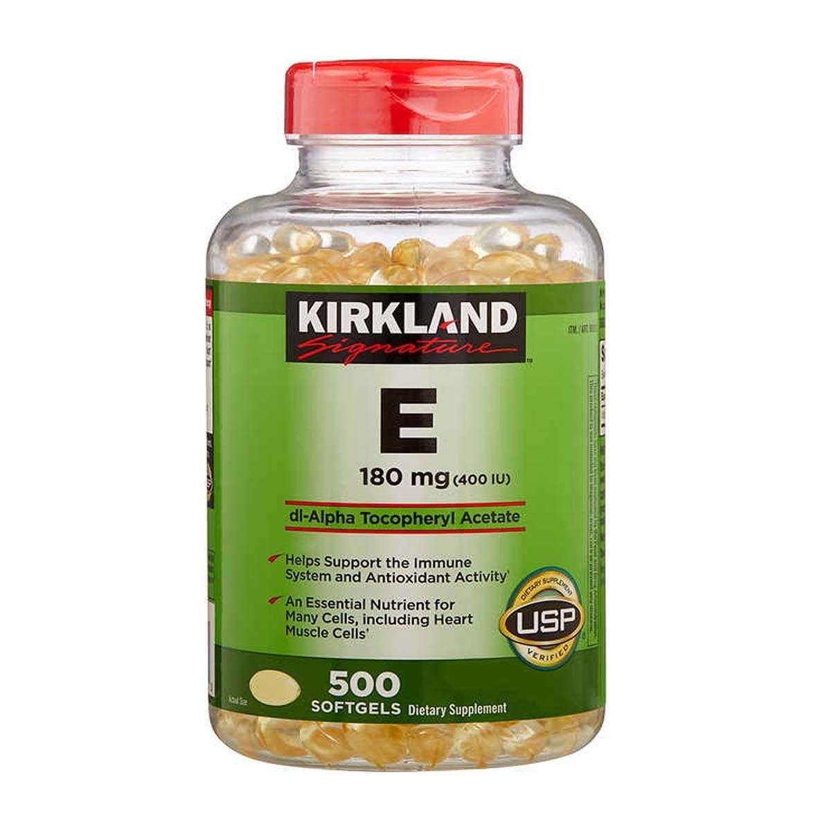 Kirkland Vitamina E  180 mg (400 IU) 500 Cápsulas blandas