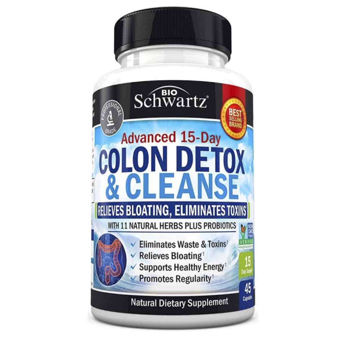 Colon Detox & Cleanser BioSchwartz Desintoxicante y Limpiador de Colon 45 Cápsulas Veganas