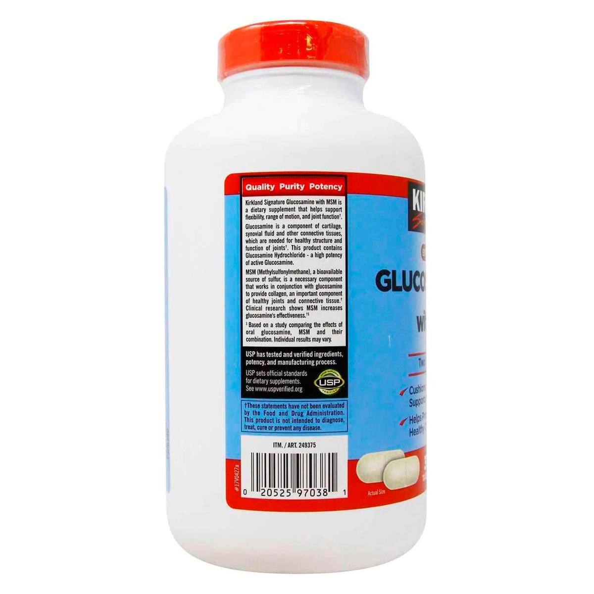 Kirkland Glucosamina HCI 1500 Mg con MSM 1500 Mg Apoya Articulaciones Flexibles 375 Tabletas - Imagen 3