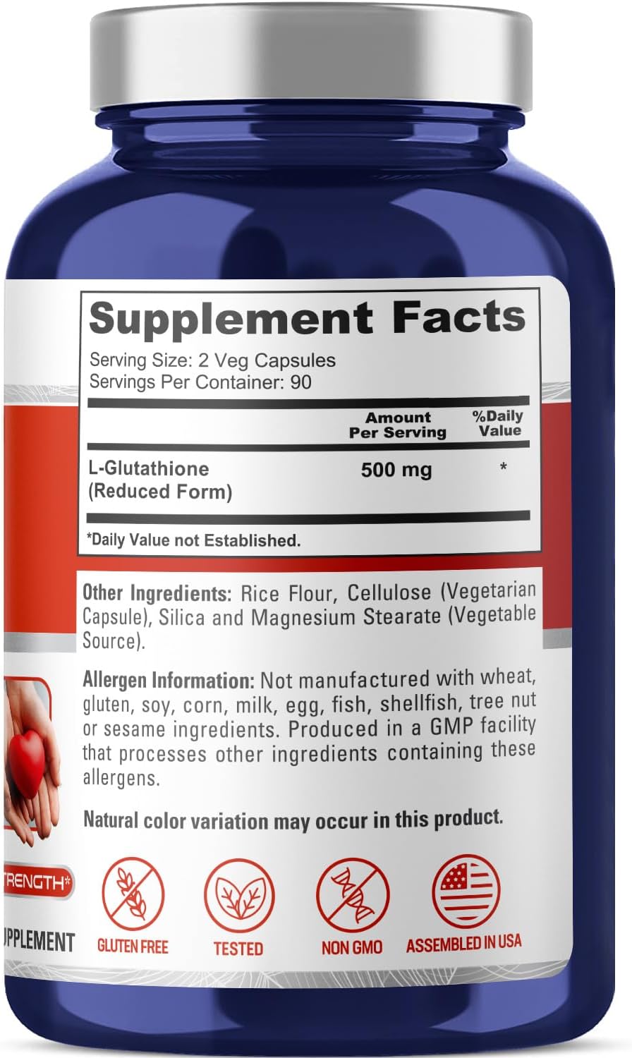 Nusa Pure Glutation 500 mg Antioxidante 180 Cápsulas - Imagen 2