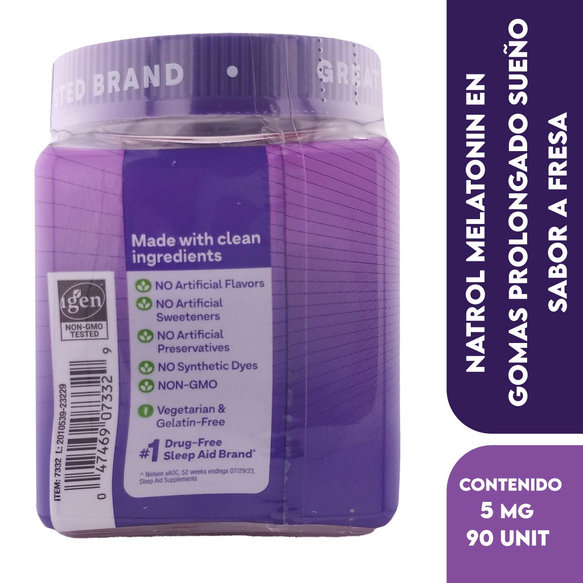 Natrol Melatonin en Gomas Sueño Prolongado Sabor a Fresa 5 mg 90 unidades - Imagen 2