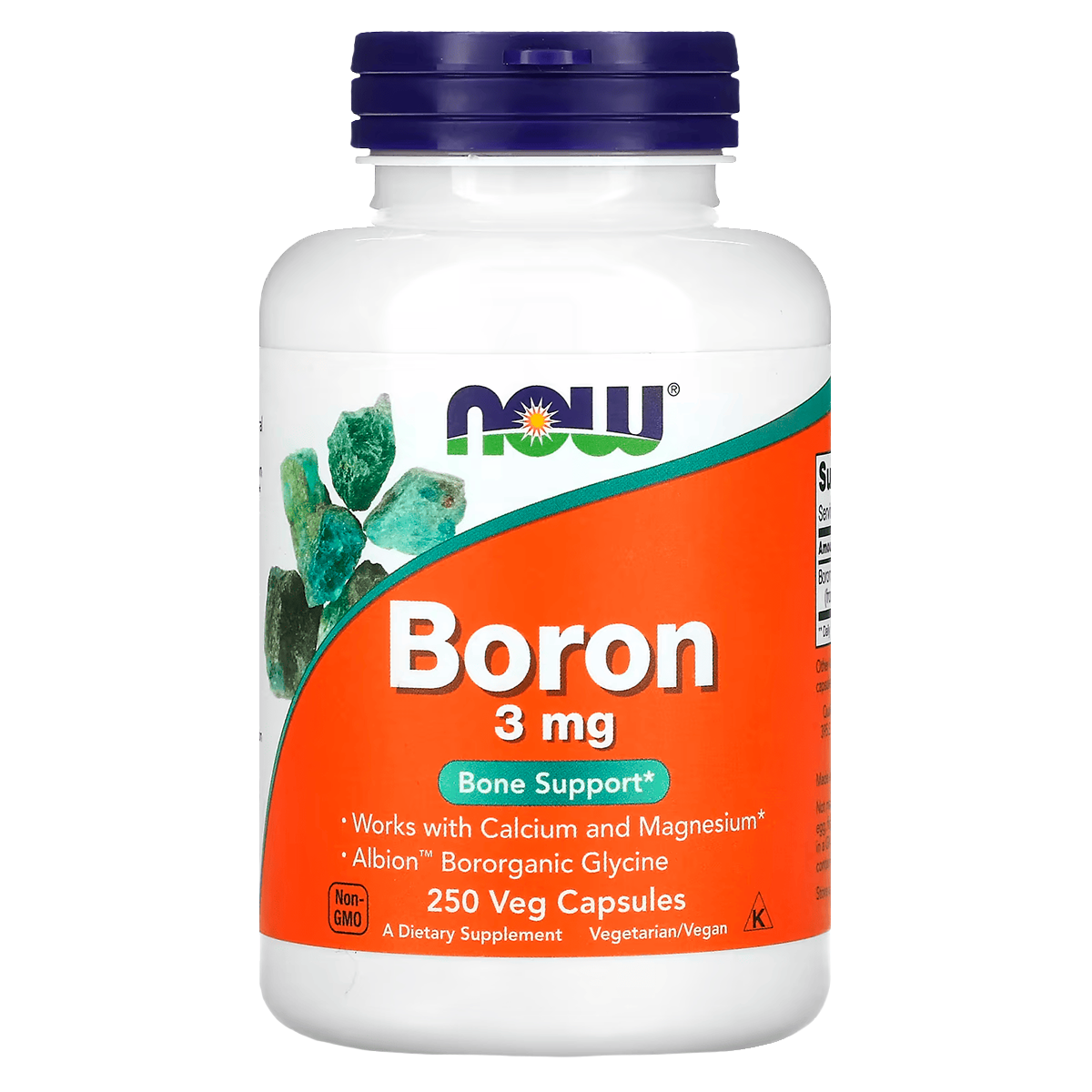 Now Boron 3 mg Soporte Huesos 250 Cápsulas Vegetales