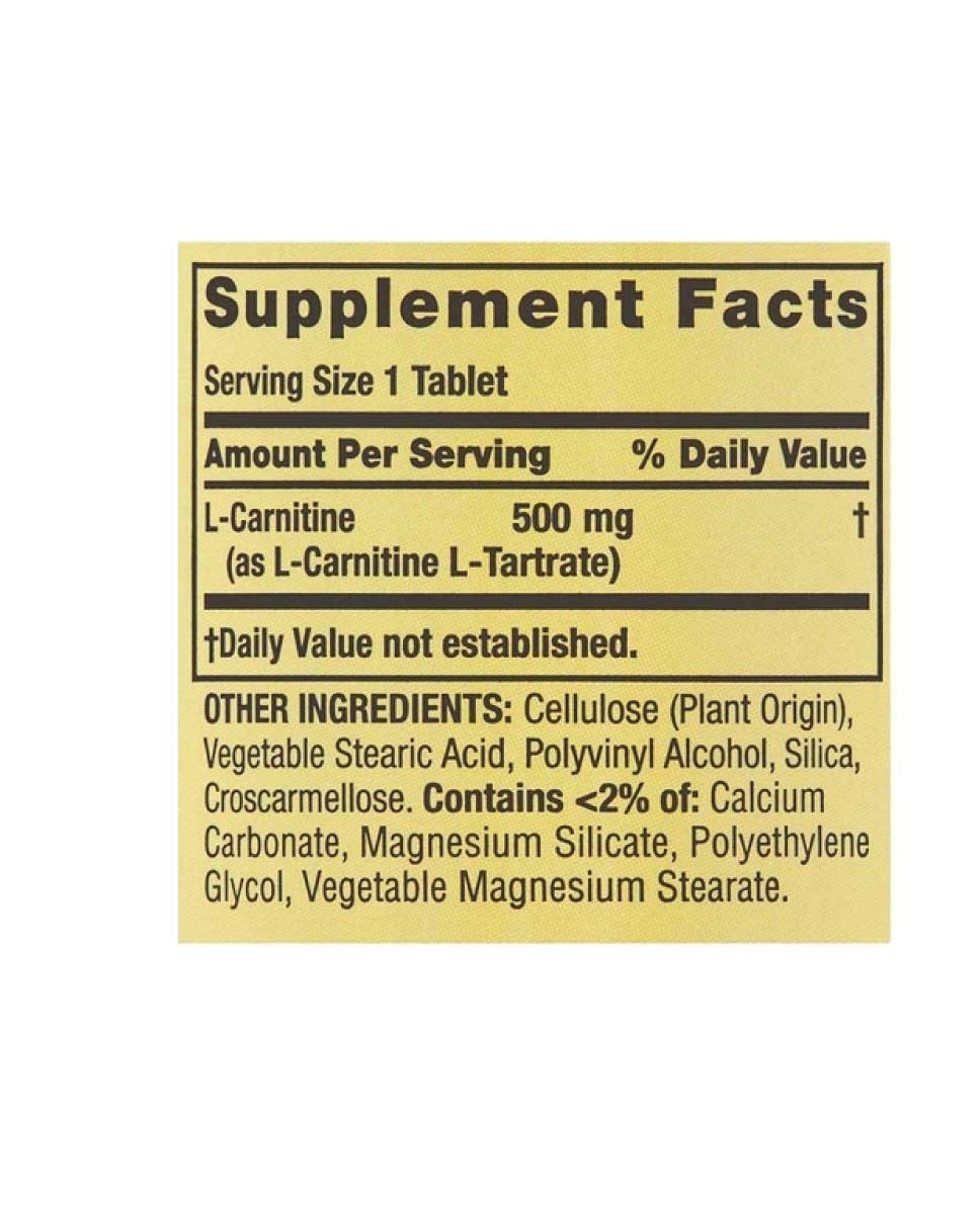 Spring Valley L-Carnitina 500 Mg 30 Tabletas Energia Y Salud Cardiovascular - Imagen 2