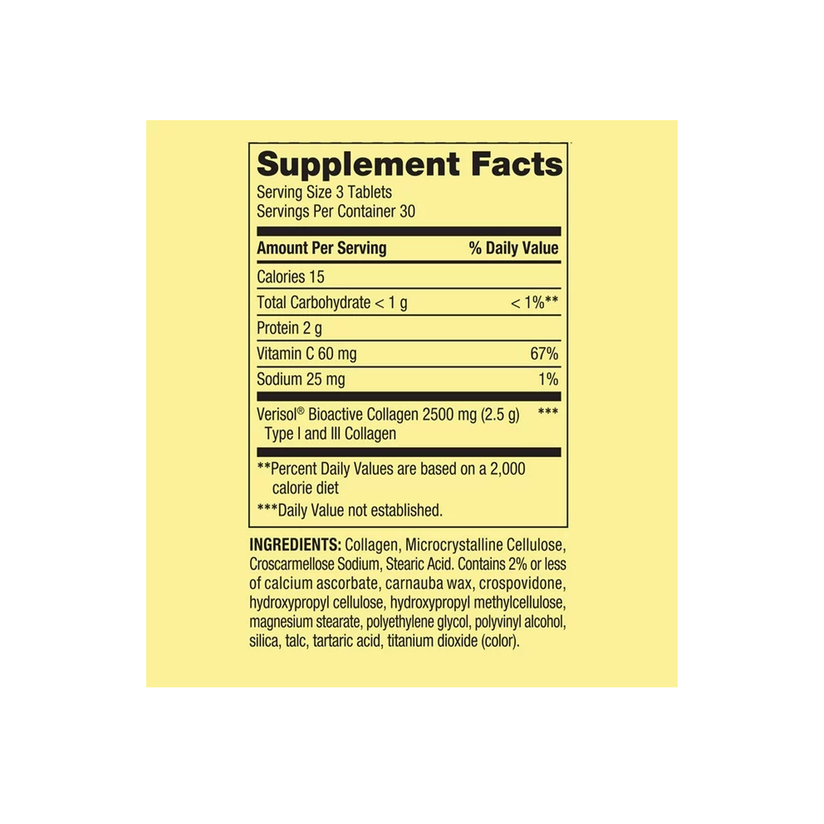 Spring Valley Colágeno Altamente Absorbible + Vitamina C, Salud del Cabello, Piel y Uñas 2,500 mg 90 Tabletas - Imagen 3