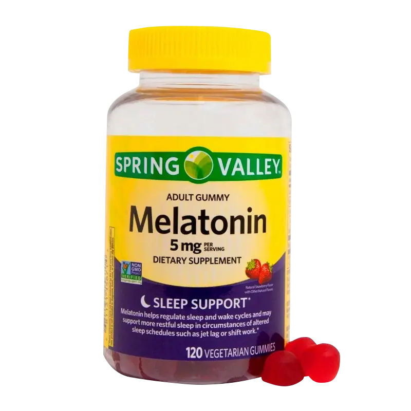 Spring Valley Melatonina 5 mg Sabor a Fresa Soporte para el Sueño 120 Gomitas Vegetarianas