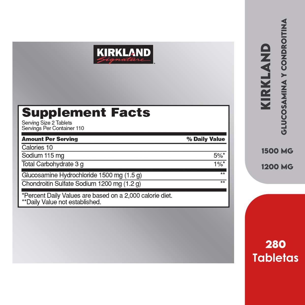 Kirkland Glucosamina y Condroitina 280 Tabletas - Imagen 3
