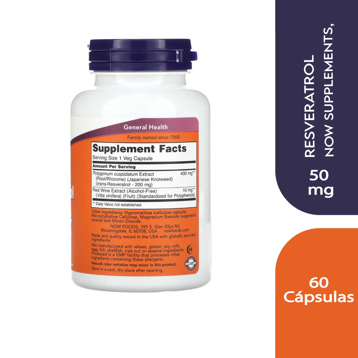 Now Resveratrol 200mg 120 Cápsulas - Imagen 2