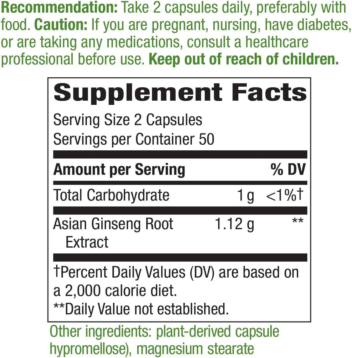 Nature's Way Asian Ginseng Combate La Fatiga 1,120 mg Por Servicio 100 Cápsulas Veganas - Imagen 3