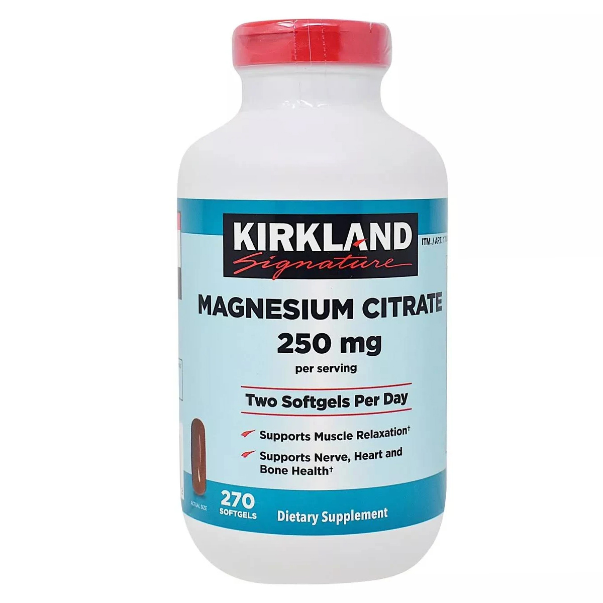 Kirkland Citrato de Magnesio - Magnesium Citrate 250 mg por Servicio 270 Cápsulas Blandas