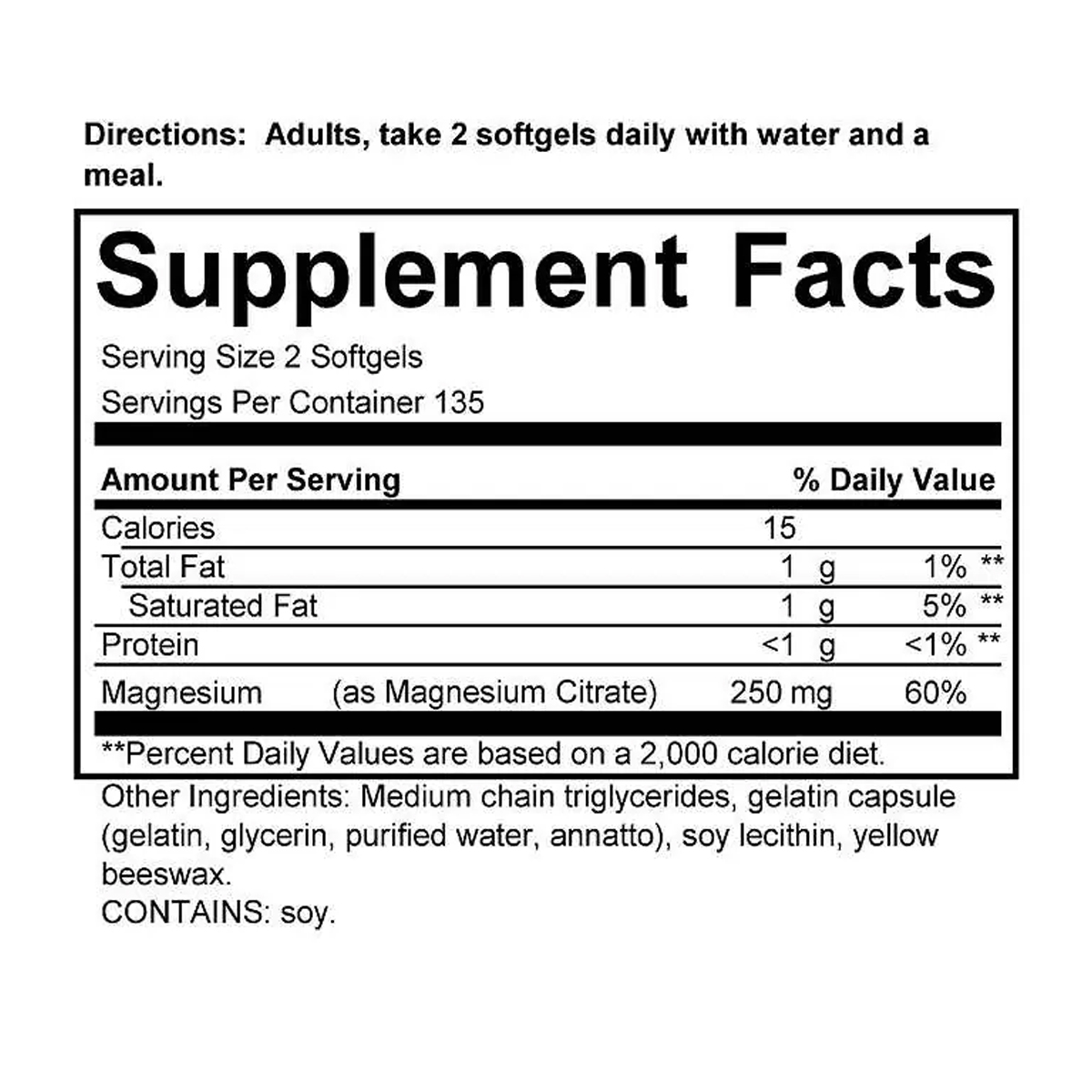 Kirkland Citrato de Magnesio - Magnesium Citrate 250 mg por Servicio 270 Cápsulas Blandas - Imagen 4