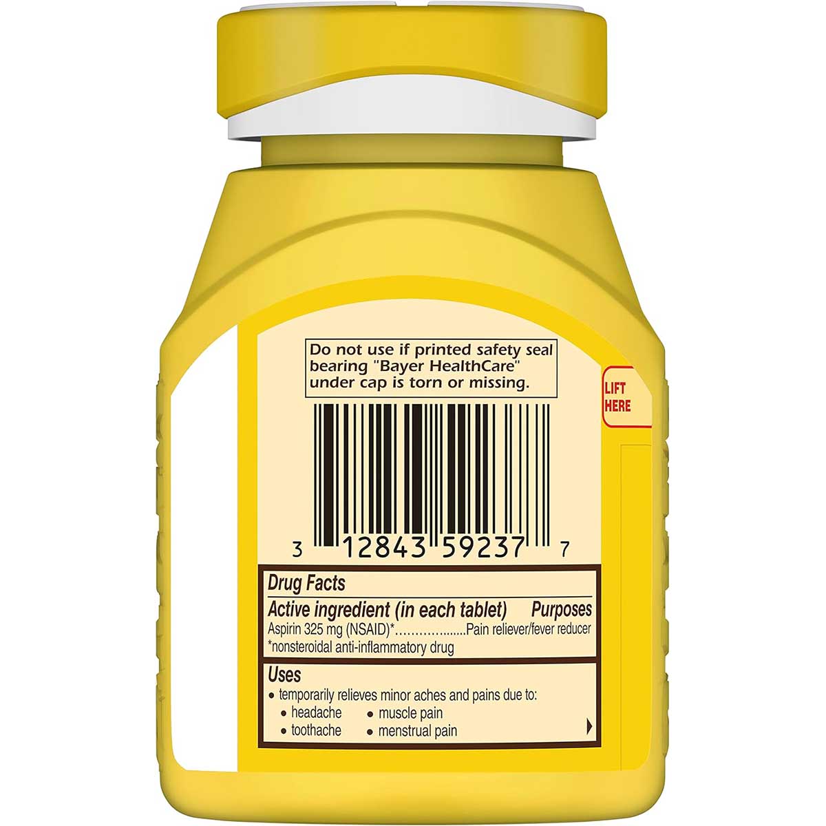 Bayer Aspirina Americana 325 mg Analgésico, Potente Alivio del Dolor de Cabeza, Muscular, Dolor de Artritis 300 Tabletas - Imagen 2
