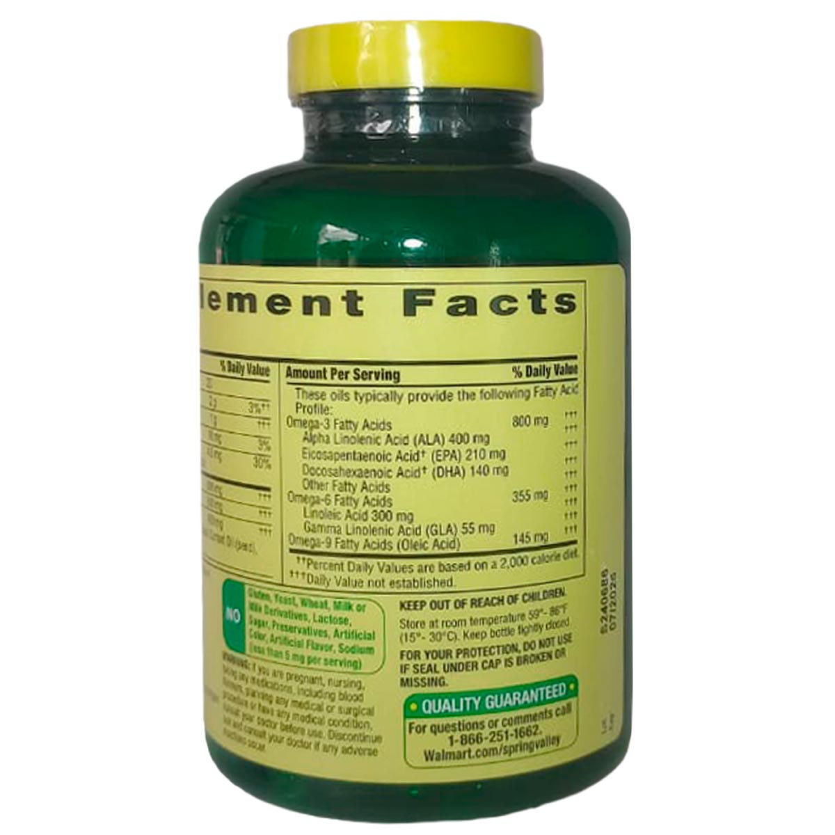 Spring Valley Triple Omega 3-6-9, Fish Oil 800 mg, Flax Oil 800 mg, Borage Oil, Apoya la Salud del Corazón 120 Cápsulas Blandas - Imagen 2