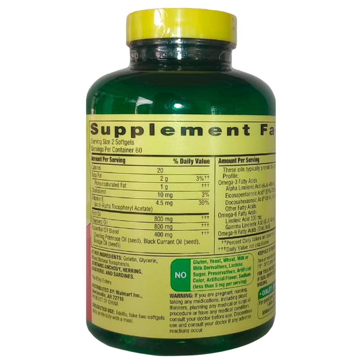 Spring Valley Triple Omega 3-6-9, Fish Oil 800 mg, Flax Oil 800 mg, Borage Oil, Apoya la Salud del Corazón 120 Cápsulas Blandas - Imagen 3