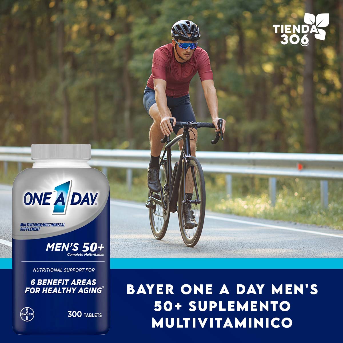 Bayer One A Day Men's 50+ Suplemento Multivitaminico, Apoyo en 6 Áreas para Tener un Envejecimiento Saludable 300 Tabletas - Imagen 6