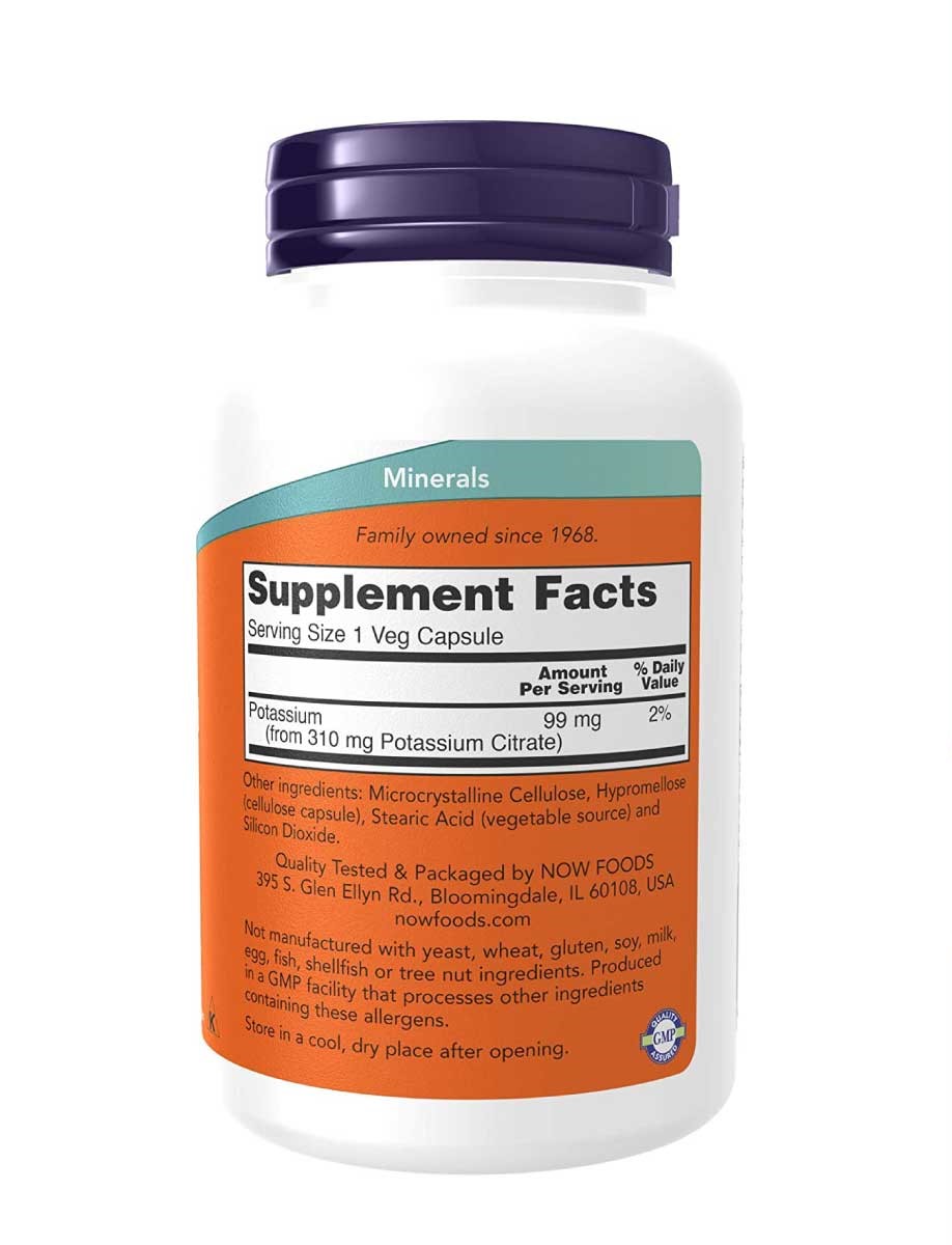 Now Citrato de Potasio (Potassium Citrate) 99 mg 180  Cápsulas - Imagen 3