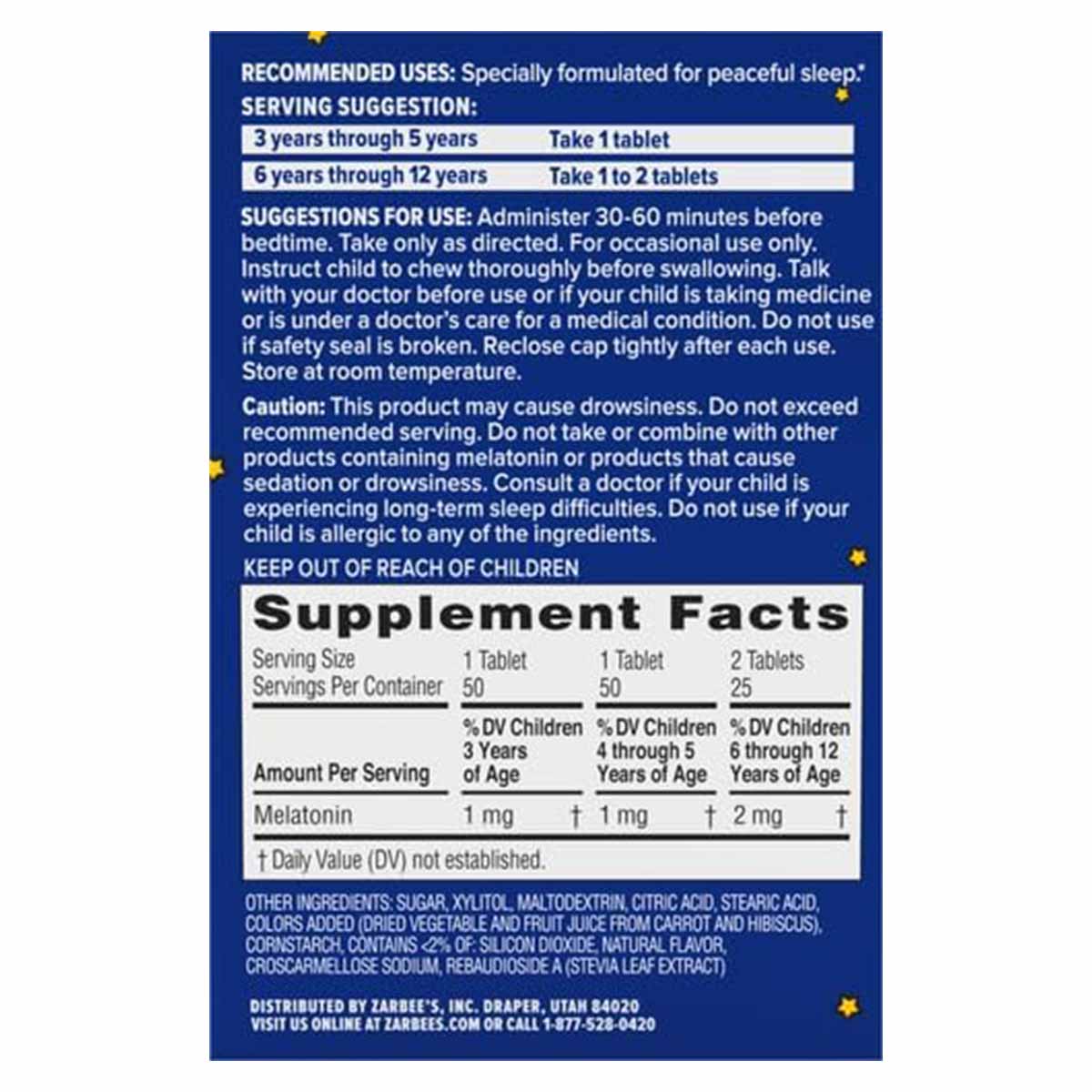 Zarbee's Naturals Melatonina 1 mg Tabletas Masticables para Niños Desde 3 Años, Sabor Uva Natural, 50 Tabletas - Imagen 2