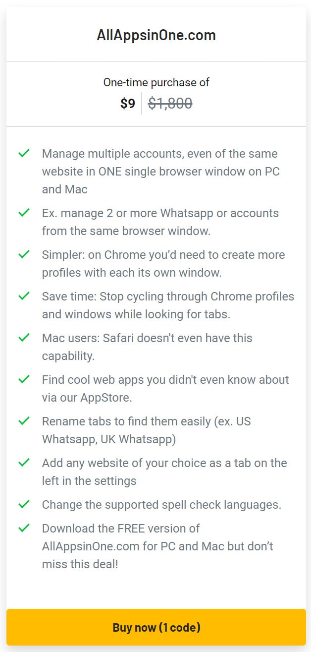 AllAppsinOne Lifetime Deal Pricing
