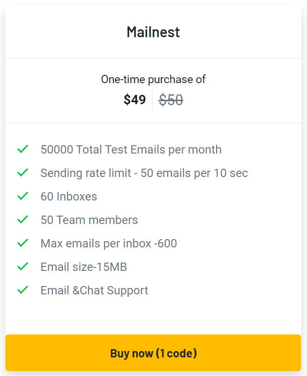 Mailnest Lifetime Deal Pricing I