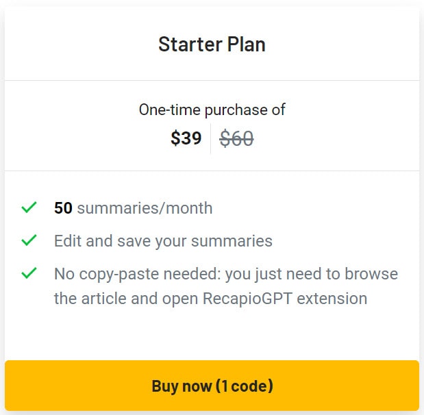 RecapioGPT Lifetime Deal Pricing