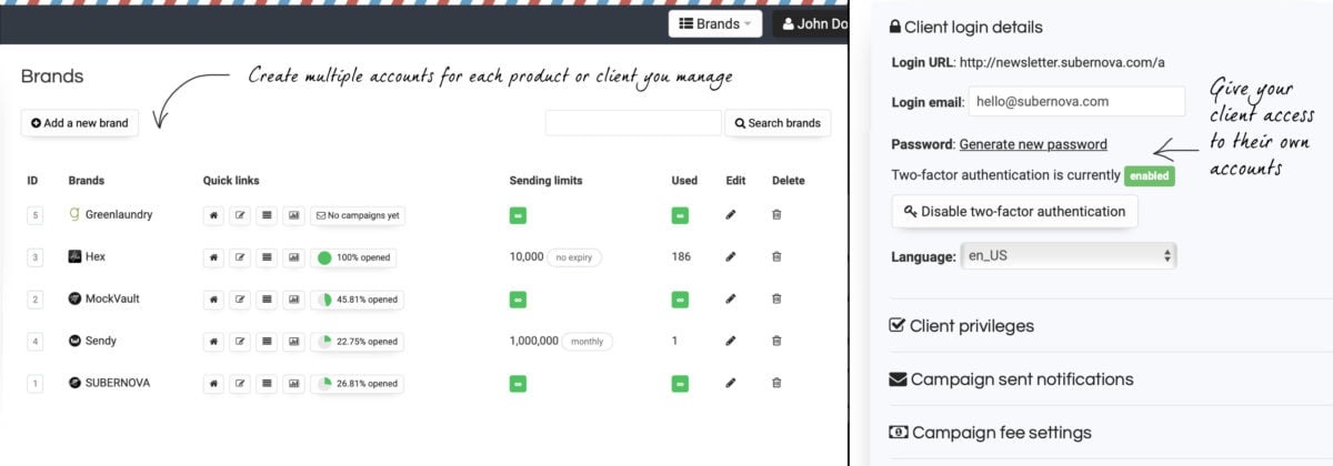 Sendy Client Screenshot