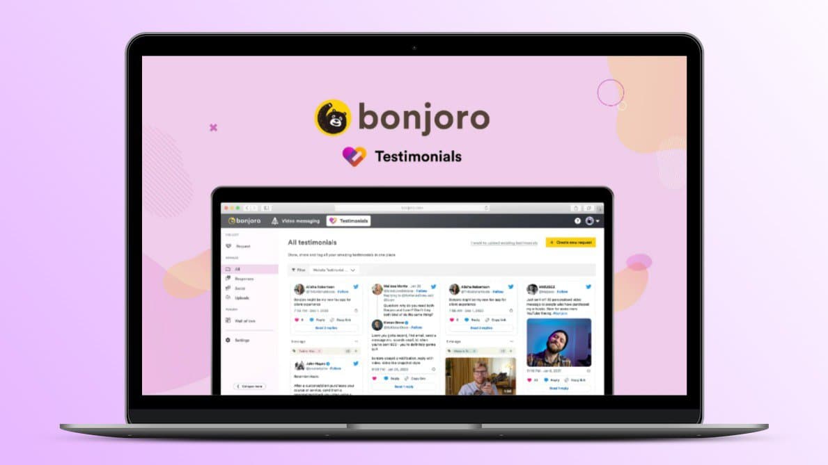 Bonjoro testimonials lifetime deal image