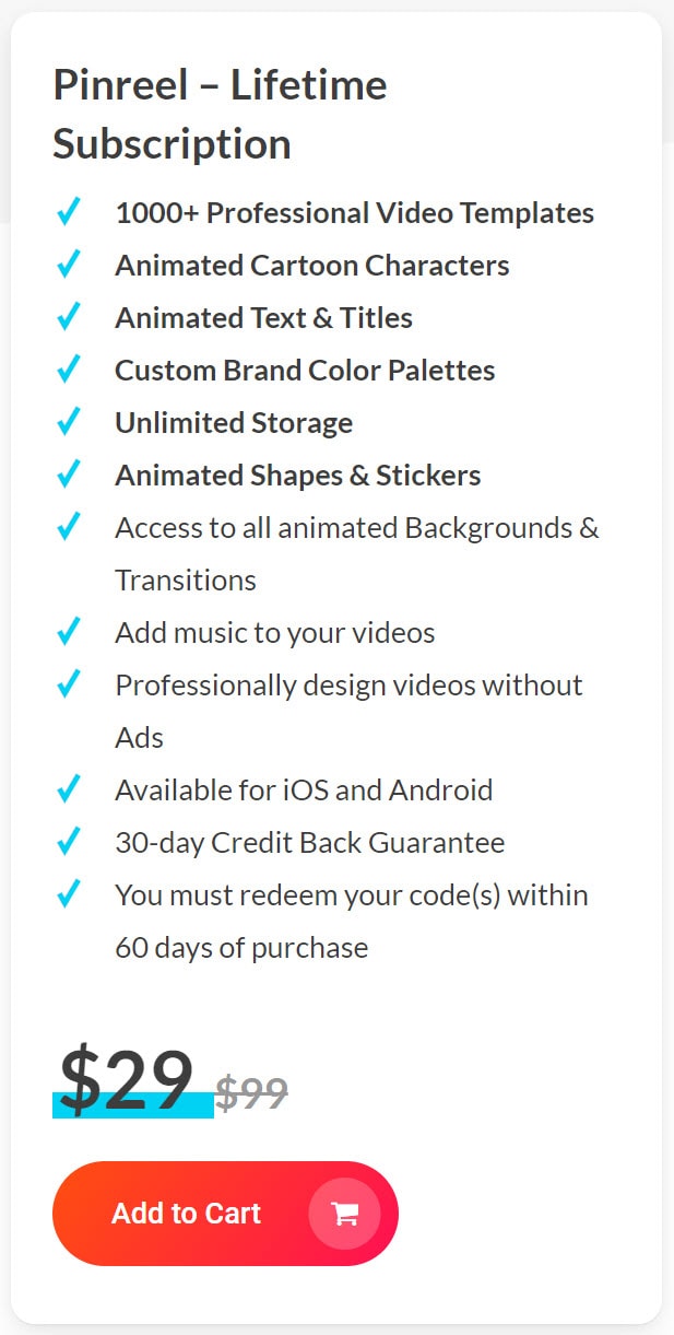 Pinreel lifetime deal pricing