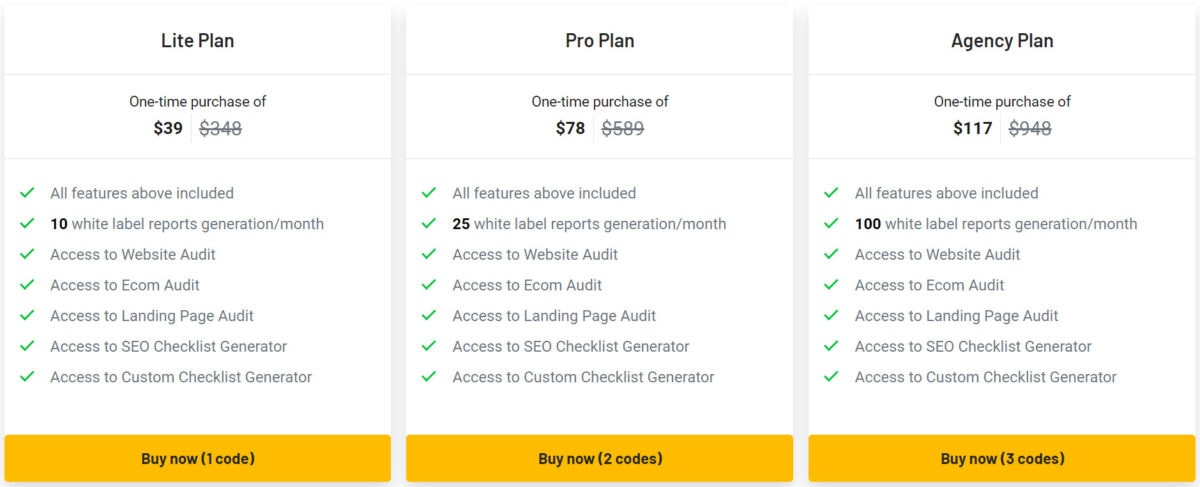 Seoaudithub lifetime deal pricing