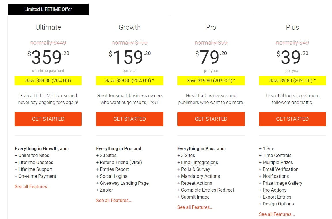 Rafflepress Lifetime Deal Pricing