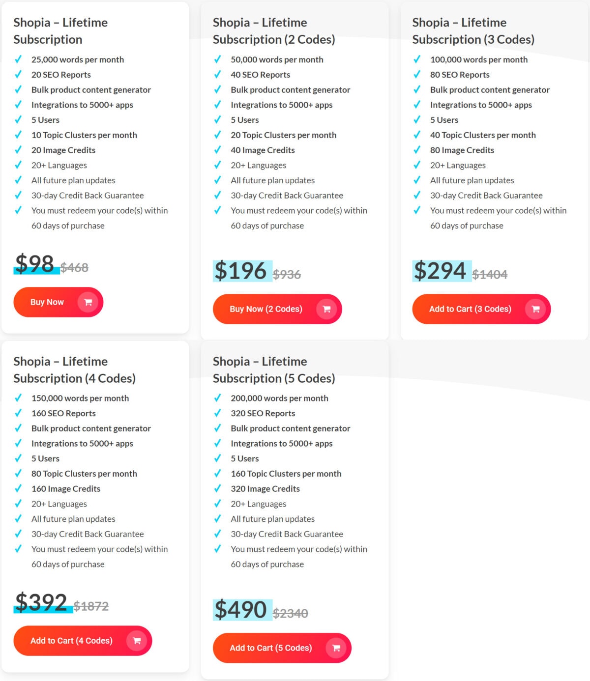 Shopia lifetime deal pricing i