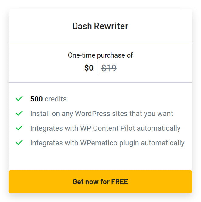 Dash Rewriter Lifetime Deal Pricing