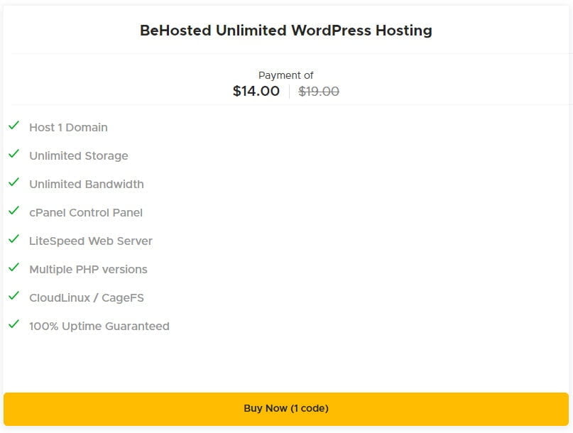 Behosted one year deal image