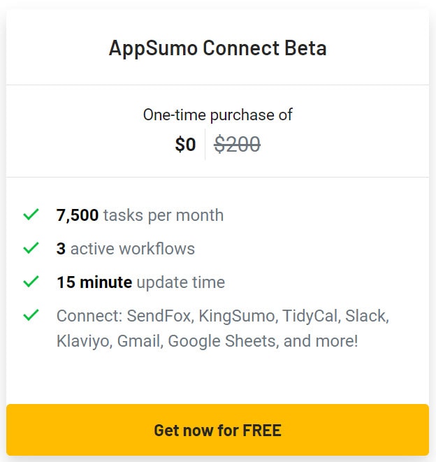 AppSumo Connect Beta Lifetime Deal Pricing