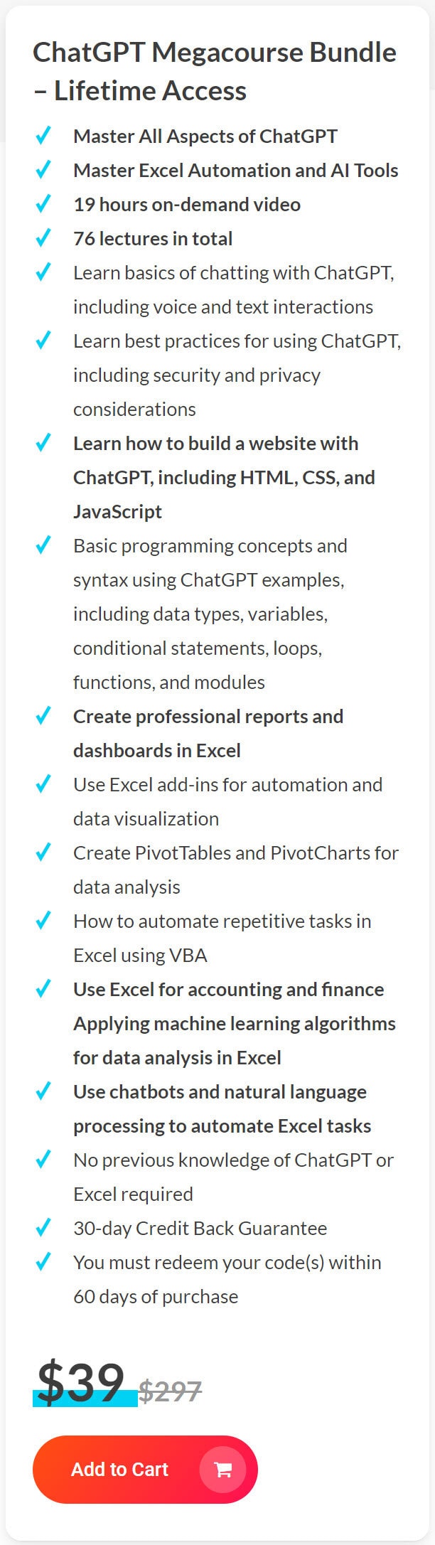 ChatGPT Megacourse Lifetime Bundle Deal Pricing