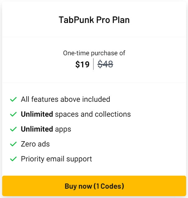 Tabpunk Lifetime Deal Pricing