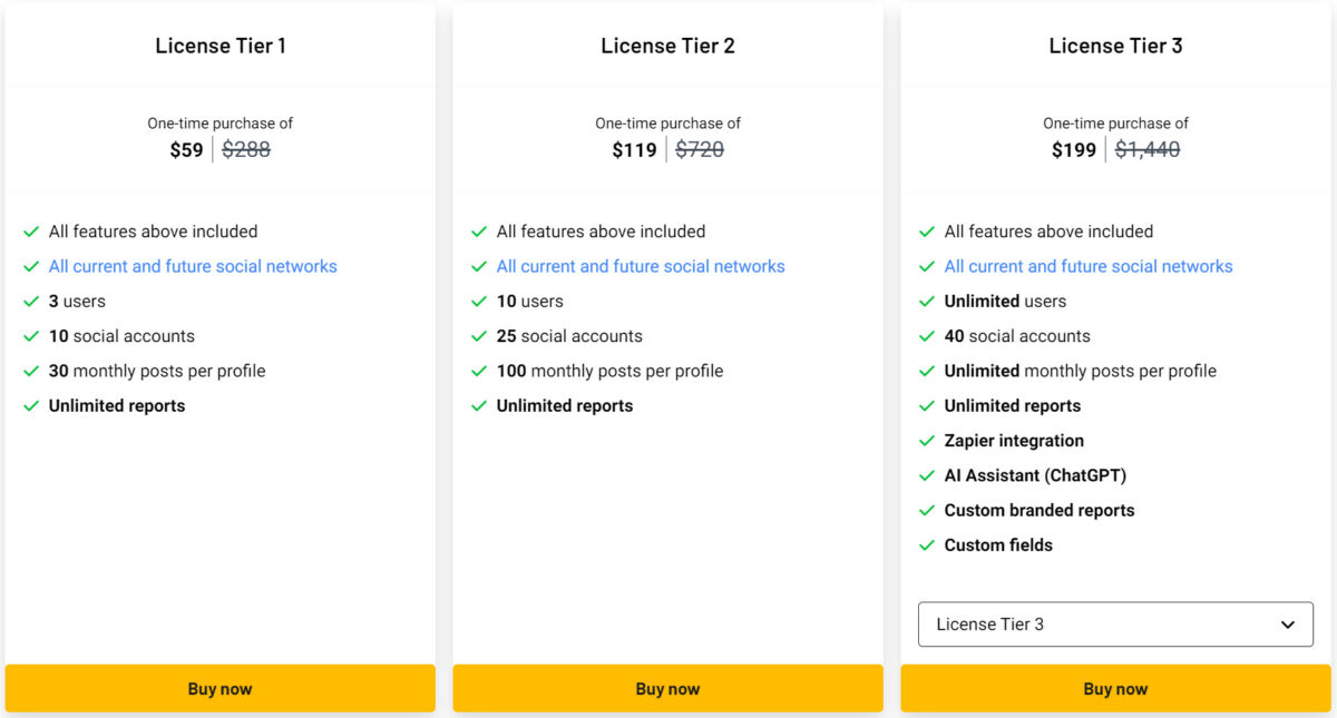 Vista Social Lifetime Deal Pricing I