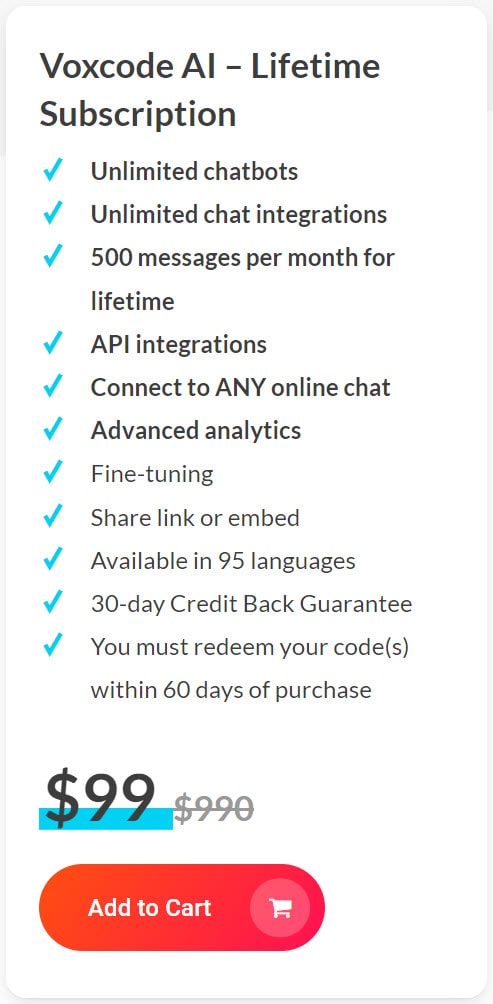 Voxcode Ai Lifetime Deal Pricing