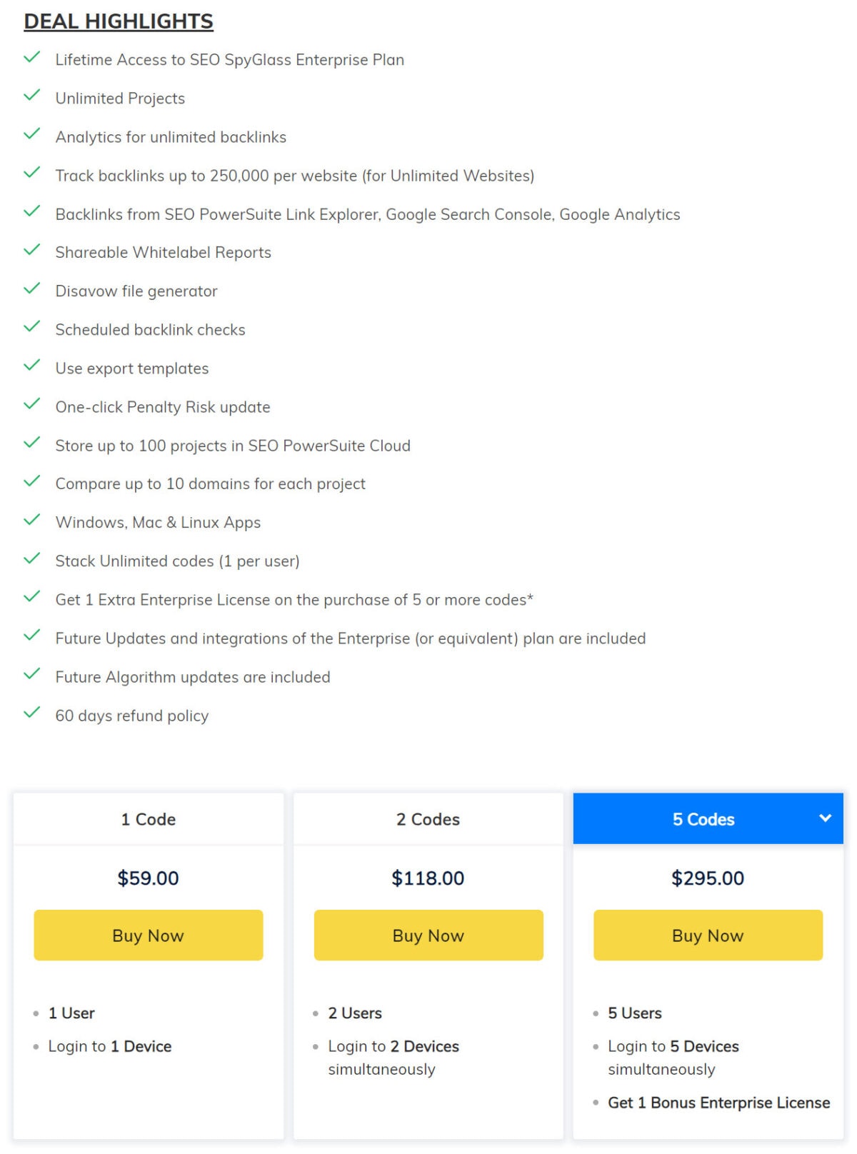 Seo Spyglass Lifetime Deal Pricing I