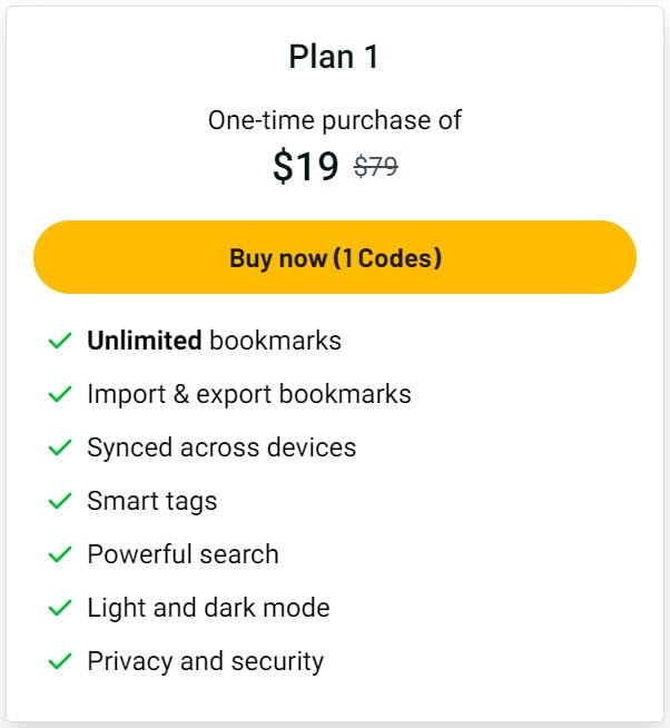 Bookmarkmanager.com Lifetime Deal Pricing
