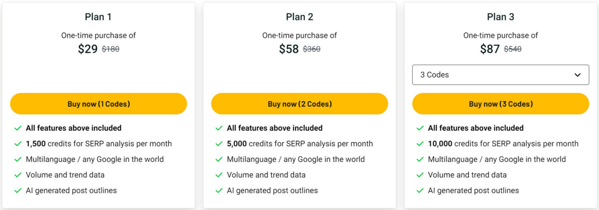 Keyword Catcher Lifetime Deal Pricing