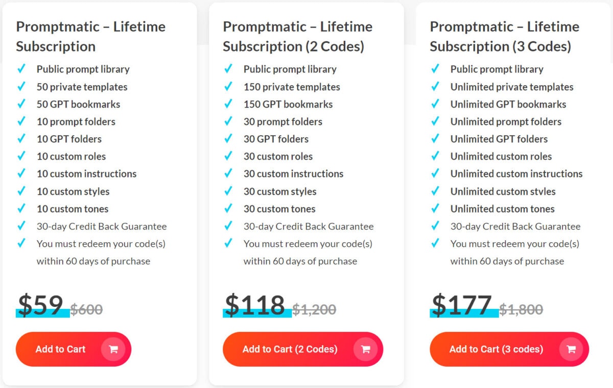 Promptmatic Lifetime Deal Pricing