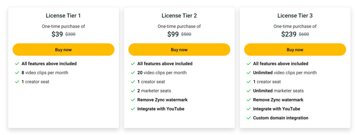 Zync Pricing