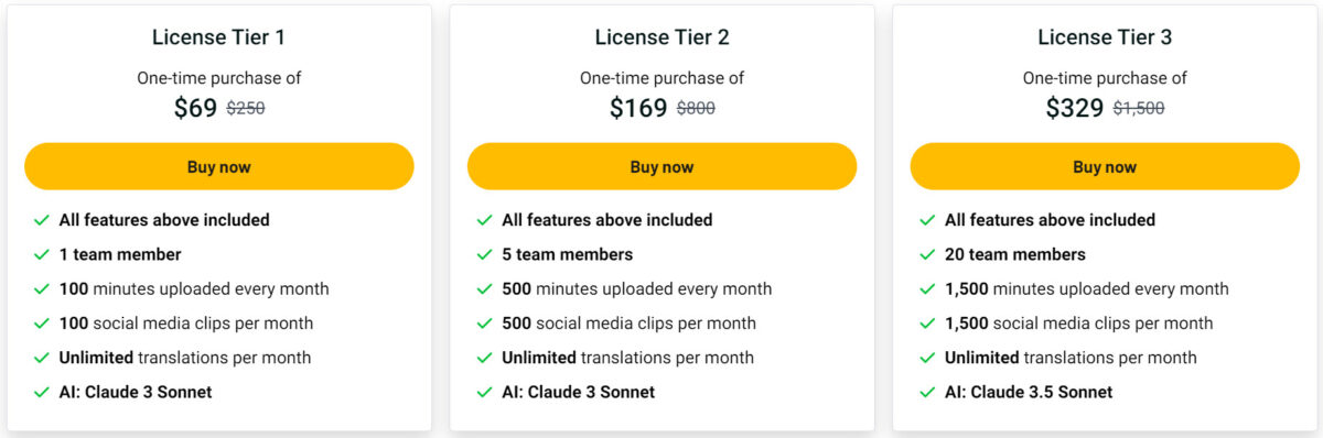 Video Tap Pricing A
